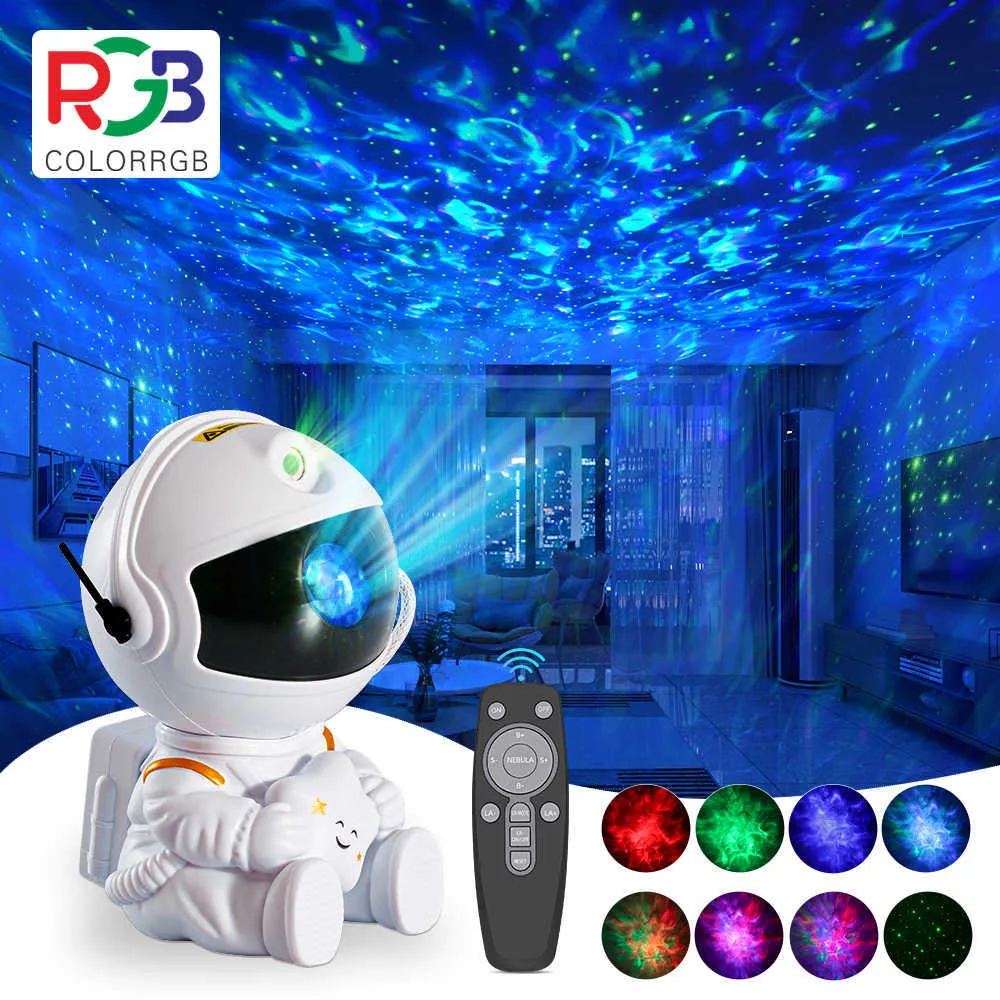 Nocne światła astronauta Galaxy Projektor Nocny Light Prezent Starry Sky Star USB LED sypialnia nocna lampa dziecięca dekoracja urodzin pilot pilot p230331