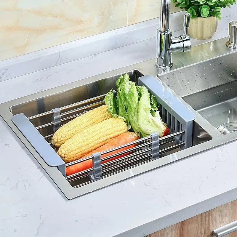 Kitchen Storage Drainer Dish Rack Sink Drain Organizer Holder Foldable Supplies Fruit Vegetables Drying