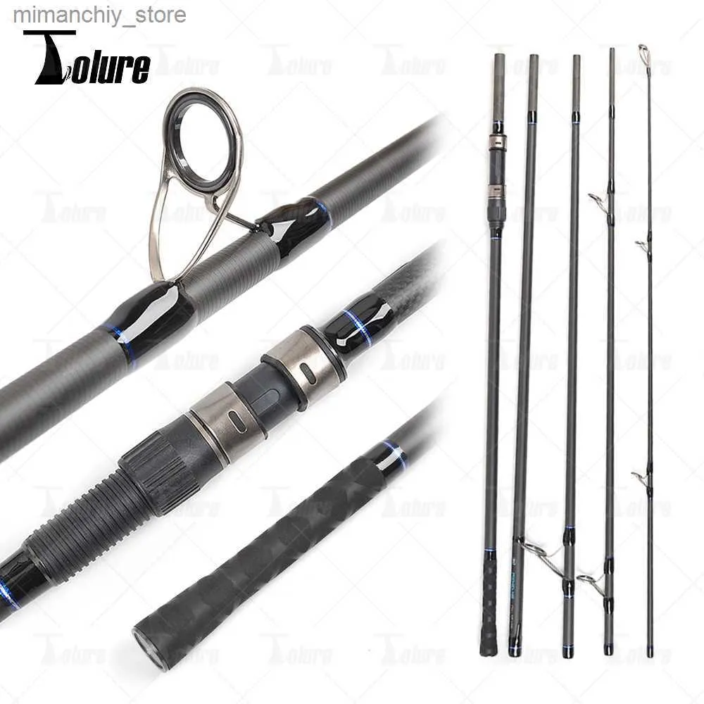 Boat Fishing Rods TOLU Carbon 3.6m 3.9m4.2m Multi Sections Spinning Fishing Rod Solid Guide Ring Portable Spinning Rod Q231101