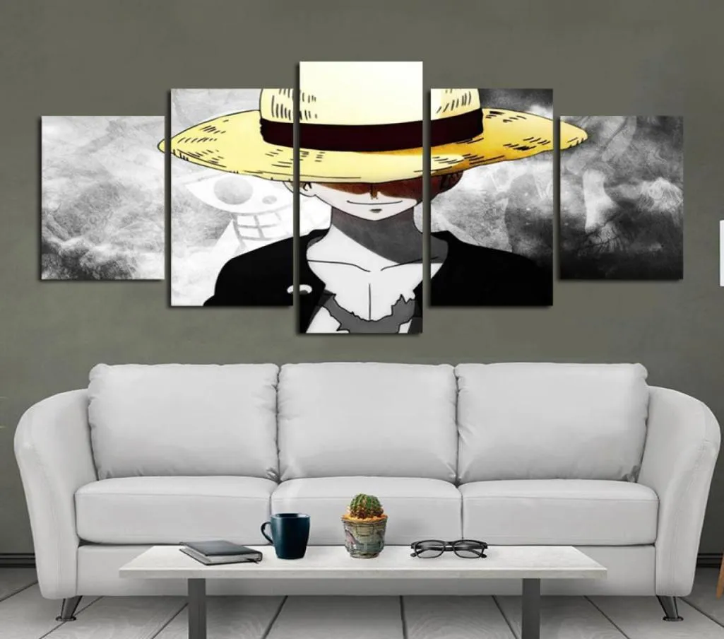 Modern Style Canvas Painting Wall Poster Anime One Piece Character Monkey Luffy with a Golden Hat for Home Rooms Decoration2812193