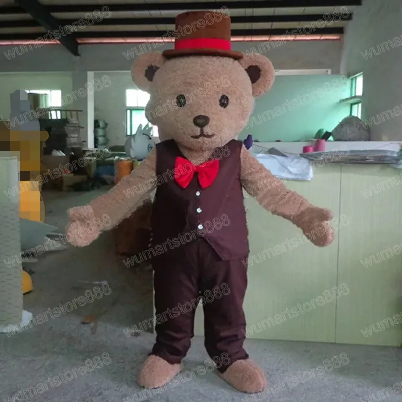 Costume de mascotte d'ours en peluche marron de haute qualité, tenue unisexe de carnaval, taille adulte, Halloween, noël, fête d'anniversaire, déguisement en plein air, accessoires promotionnels