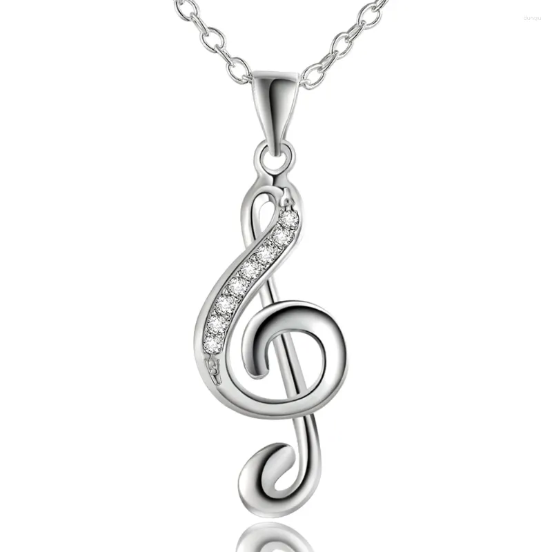 Ciondoli Collana in argento sterling 925 con nota musicale Ciondolo in zircone per regalo di gioielli con ciondoli da donna