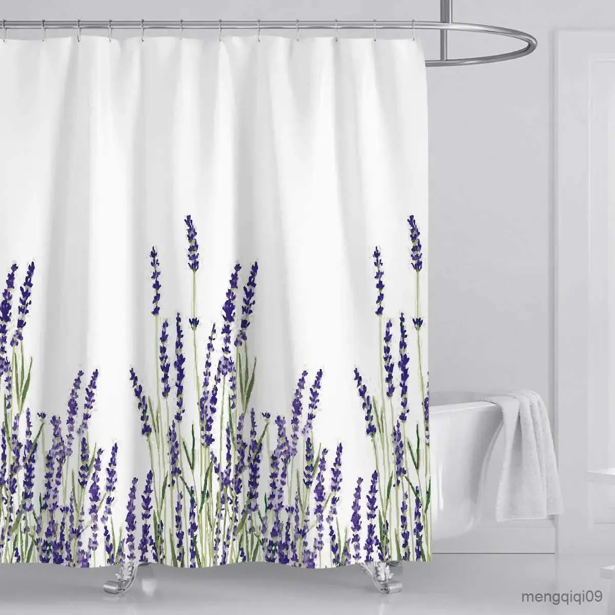 Rideaux de douche Rideau de douche lavande avec tissu imperméable violet plante florale salle de bain rideaux de baignoire pour salle de bain baignoire R231101