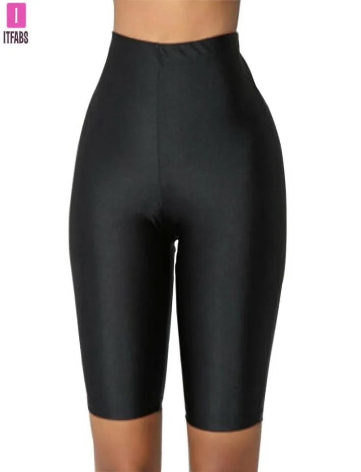 Mulheres cintura alta moldar shorts de yoga forescência verde rosa preto brilhante leggings magros treino esporte ginásio fitness1073393