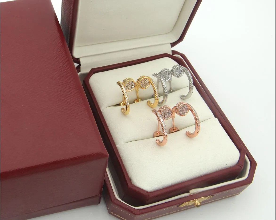 2023 ювелирные дизайнерские серьги-подвески из титановой стали для женщин и мужчин, серьги для ногтей с бриллиантовым покрытием, золотая полоса, роскошные аксессуары