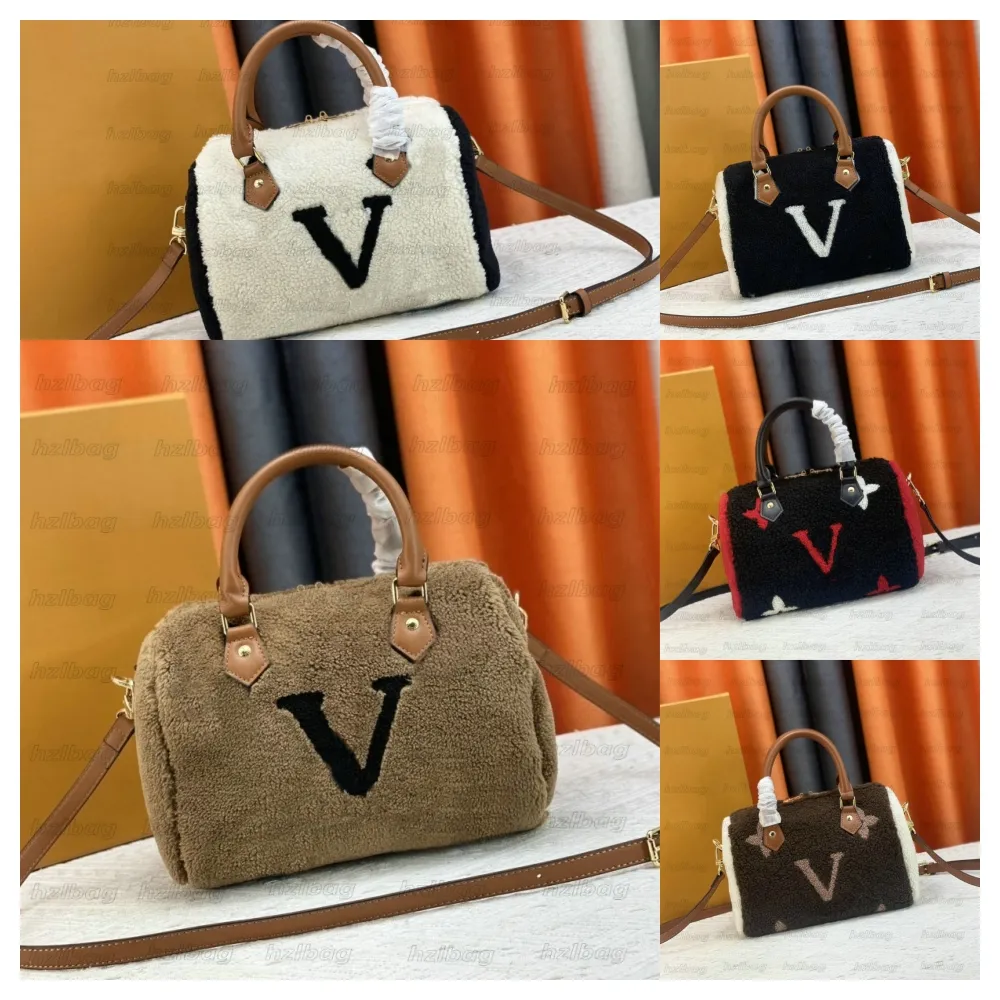 Designer väskor tygväskor damer en axel crossbody speedy neddy lamm ull färg lapptäck väska m40394 m41255