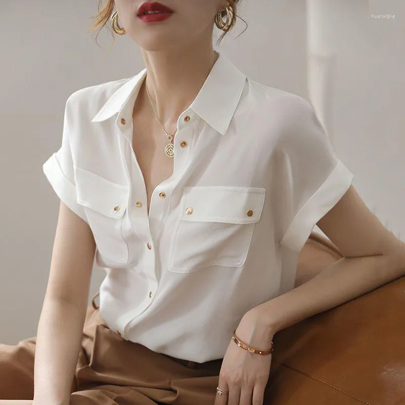 Women's Blouses Chiffon White Shirt Dames Summer Thin Design 2023 Niche Temperament Western Style Koreaanse top