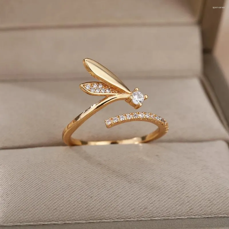 Klaster Pierścienie Proste urocze skrzydło owadów cyrkonowych dla kobiet Regulowany Pierścień Pierścień Estetyczny Miłośnik biżuterii ślubnej