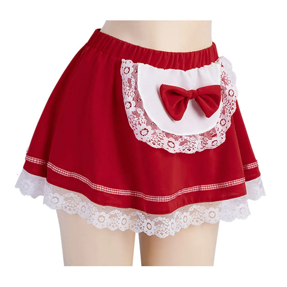 Ani Fairy Tales Little Red Riding Hood Unifrom Women spets huva sjal kläder kostymer cosplay veckad kjol