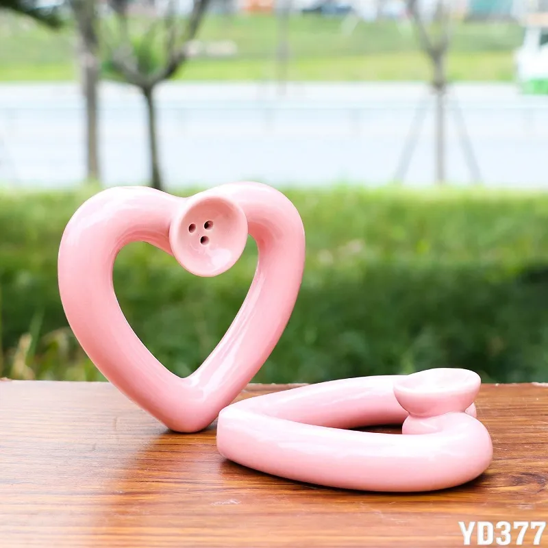 Cachimbo de cerâmica rosa tipo amoroso, cachimbo de mão mini com tigela de tabaco, acessórios para fumar