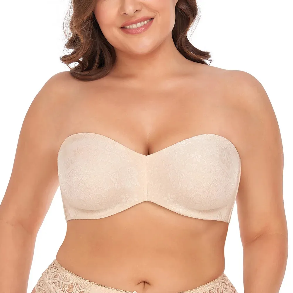 Bra's Strapless Bra Underwire Support Seemless Minimizer Bras Large Bust Unlined Bandeau Plus Size Convertible Straps 231031