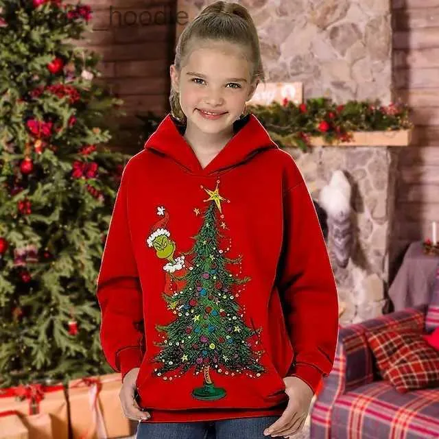 Men's Hoodies Sweatshirts Kids Girls' Hoodie Cartoon Letter Long Sleeve Pocket Fall Winter Cute Daily Polyester Christmas Casual Regular Fit L231101