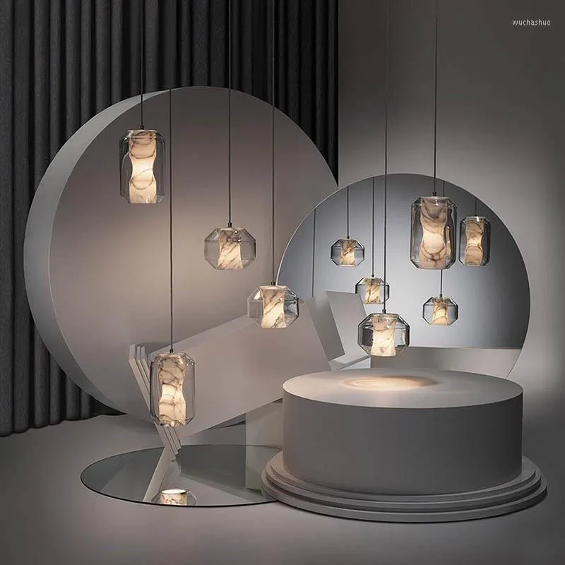 Pendant Lamps Nordic Creative Marble Glass Hanging Home Bedroom Bedside Decor Light LED Kitchen Dining Room Chandelier Lighting