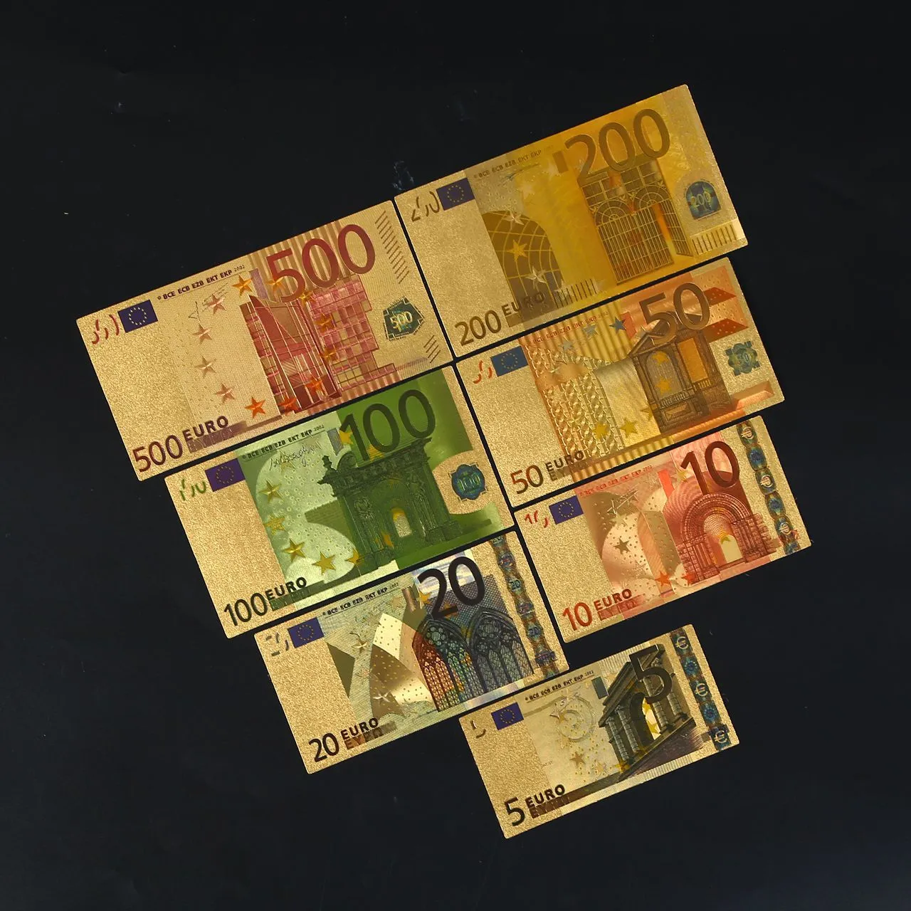 Niestandardowe gorące złoto pamiątkowe banknoty, Euro Color 7 zestawów do kolekcji