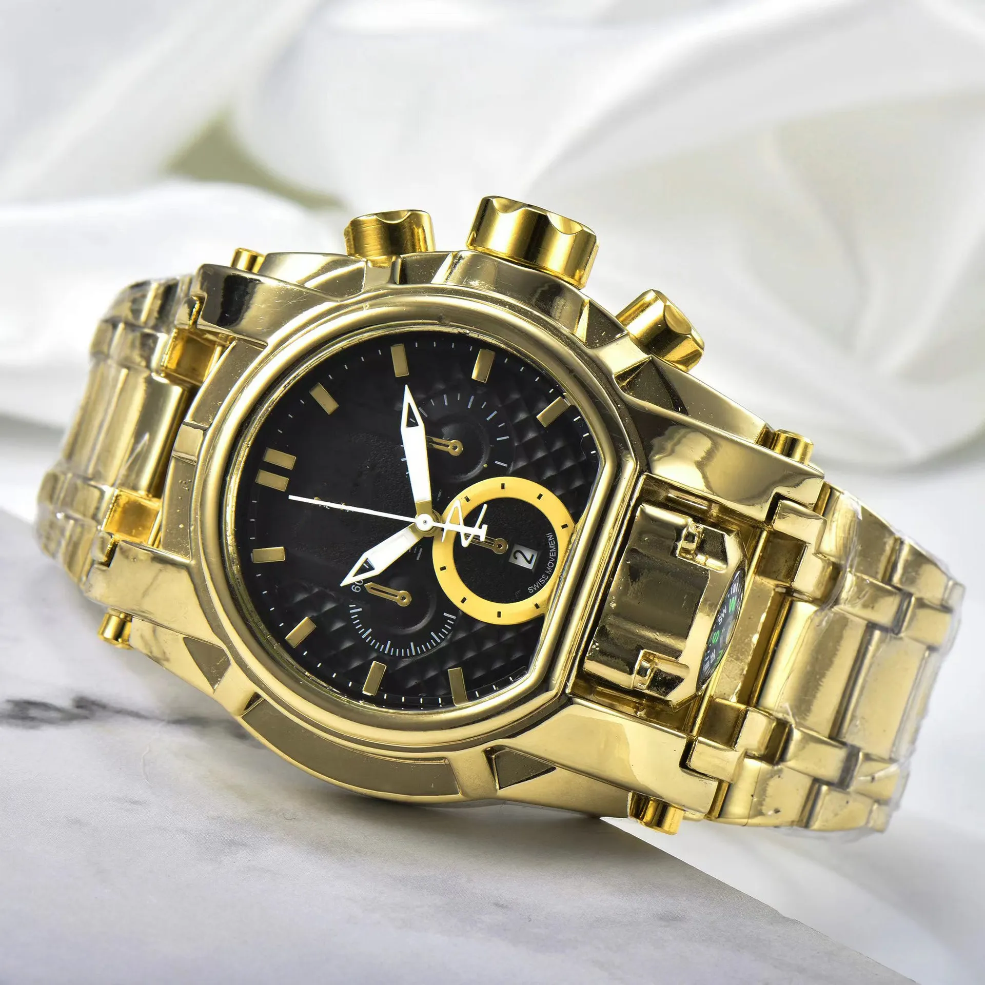 Caro designer relógios de alta qualidade data relógios masculinos nvi grande dial bússola esporte relógio quartzo agente fábrica