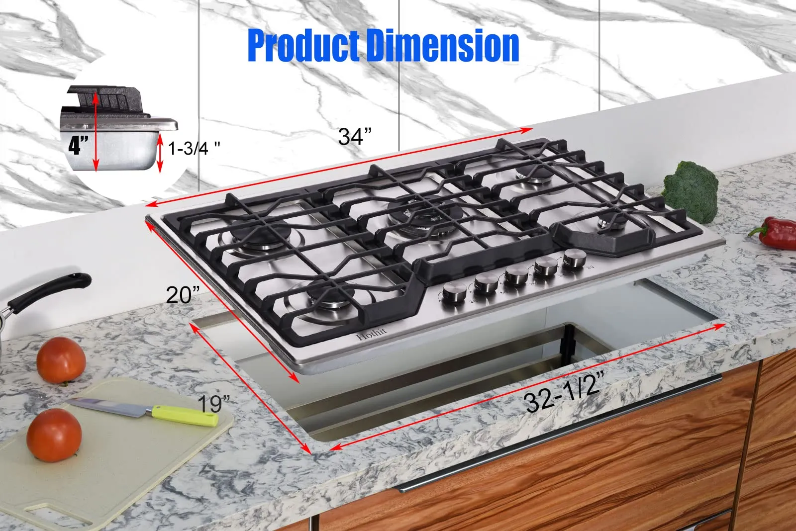 34 inch sale gas cooktop