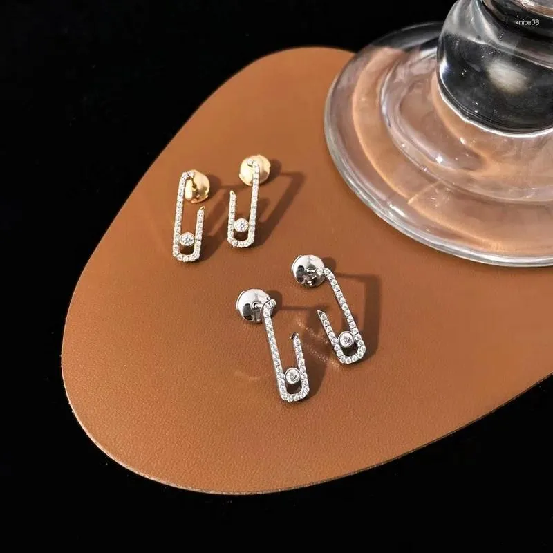 Orecchini a bottone Elegante zircone mobile Logo originale di alta qualità Moda Delicata Gioielli da donna Regalo Festival