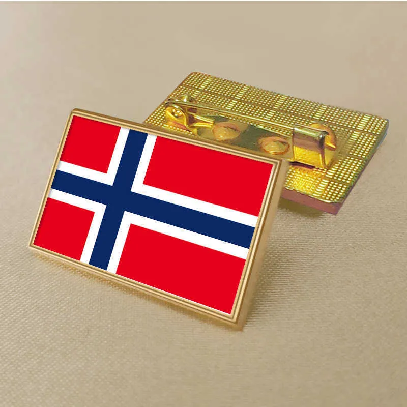 Party Bouvet Island Flag National Flag Pin 2.5*1,5 cm Zinklegering Die-Cast PVC Color Coated Gold Rectangular Medallion Badge utan tillsatt harts