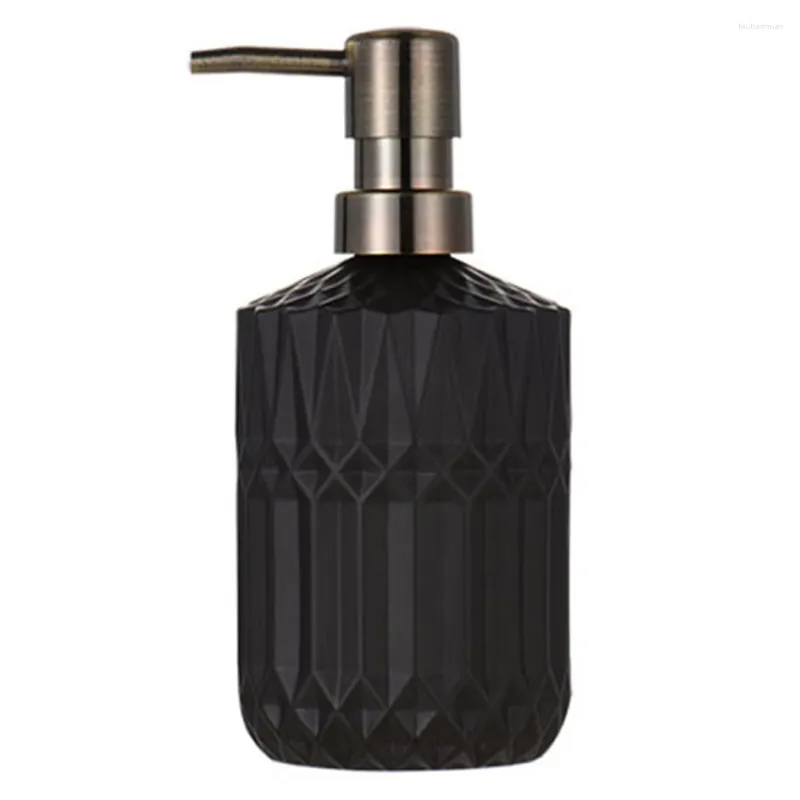 Dispensador de sabão líquido 400ml chique recarga de vidro garrafa vazia casa el banheiro condicionador mão shampoo garrafa-preto