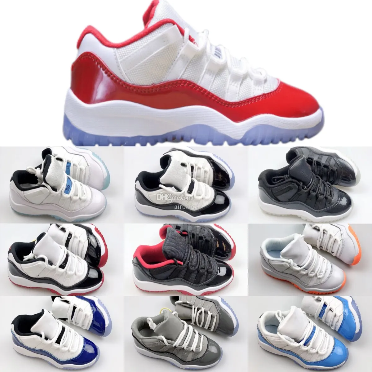 kinderschoenen 11 zwart 11s jongens grijze sneaker kersen ontwerper basketbaltrainers baby kind jeugd peuter zuigelingen schoen Jumpman meisjes kinderen wit blauw Sn 34Kh#