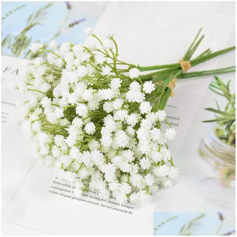 装飾的な花の花輪装飾的な花20cm白い赤ちゃん呼吸人工プラスチック製ジプソフィラDiy花柄のブーケウェディングパーdh31o