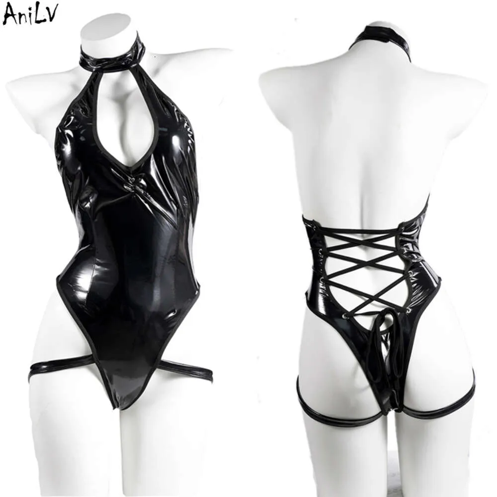 Ani Summer Pool Party Costume in pelle Costume da bagno Costume uniforme Donna Halter Tight Costume intero Costume da bagno Cosplay cosplay