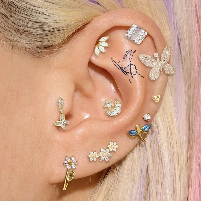 Stud Oorbellen Roestvrij Staal Vlinder Bloem Tragus Piercing Oor Oorbel Voor Vrouwen 1PC Maan Sterkwab Knus Sieraden