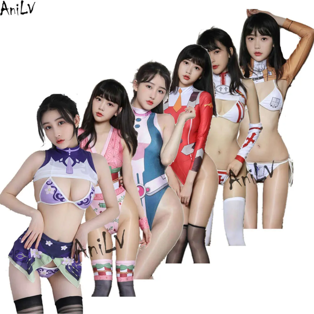 AniゲームGenshin Impact Anime Demon Slayer My Hero Academia Bodysuit Swimsuit Costume Sukumizu水着ユニフォームセットコスプレコスプレ