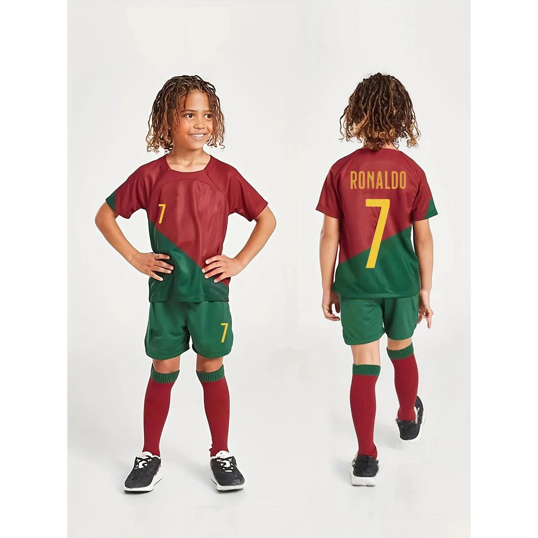 Giyim Setleri Giyim Setleri 2023 24 Varış Portekiz Jersey Kid Futbol Ronaldo 7 ADT kiti 231019 Damla Teslimat Baby, Kids analık DH2ii