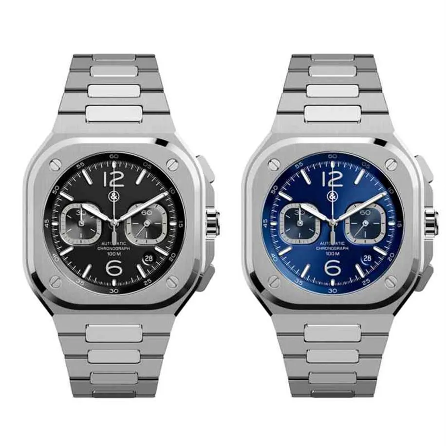 2022 Bell Ross Men's Global Limited Edition Business Business Chronograph luksusowy moda moda swobodny kwarc Watch260z