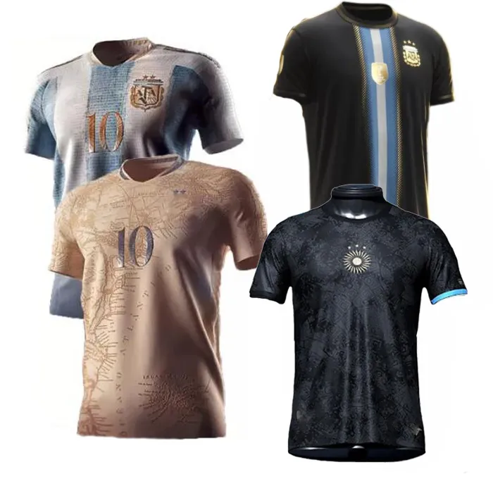 S-4xl 3 gwiazdki Argentyna Koszulki piłkarskie Pamięci 2023 Mężczyzn Kids Kit 20 21 23 23 Maillots de Foot Maradona Dybala Messis Mac Allister Specjalny mundur koszulki piłkarskiej