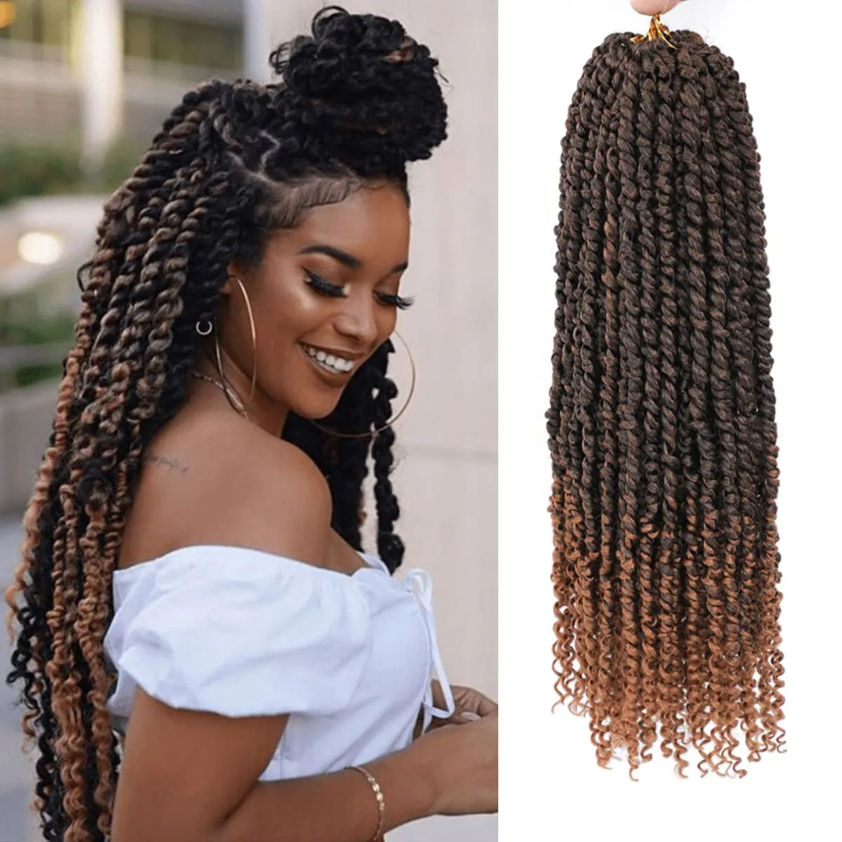 Passion Twists cheveux Meches vague d'eau tresse 18 pouces eau ondulée Crochet tresses tressage cheveux Crochet Passion cheveux pré torsadés