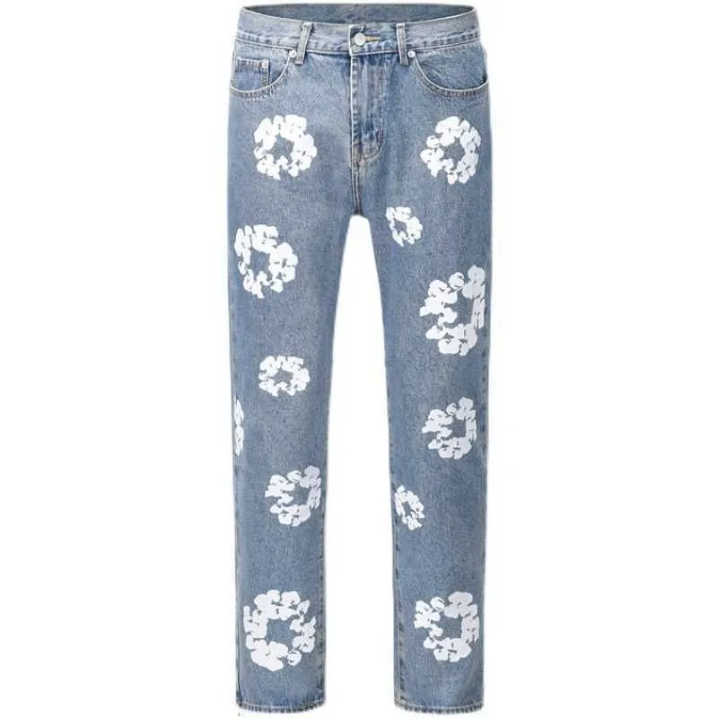 Men's Jeans High Street Denim Tears Style Kapok Washed