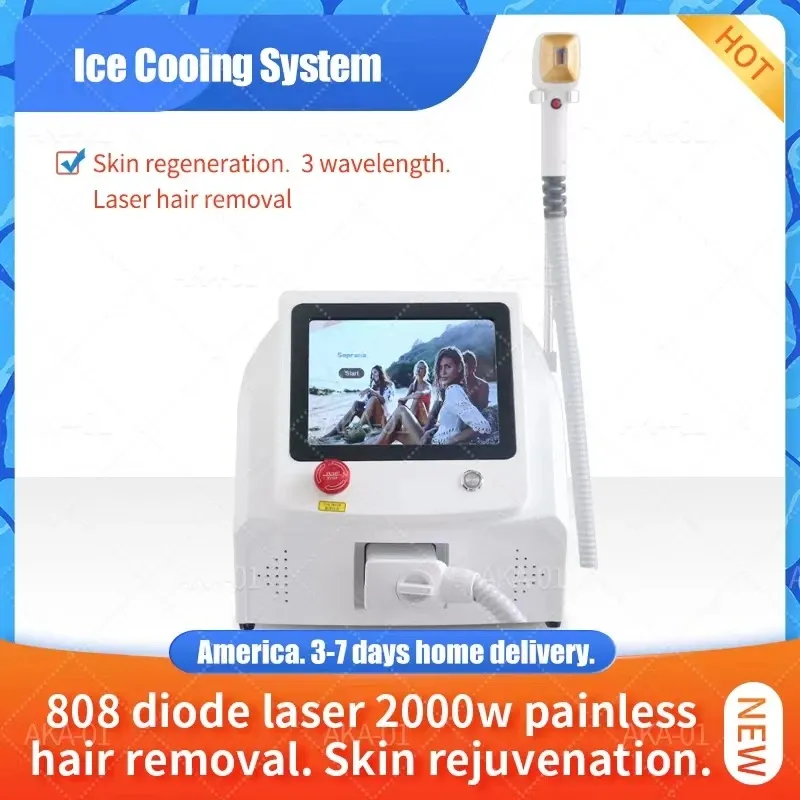 New Profession 808nm 755 1064 Diode Laser Hair Removal Big Power Platinum 2000W Permanent Hair Remover 808 Diode Machine