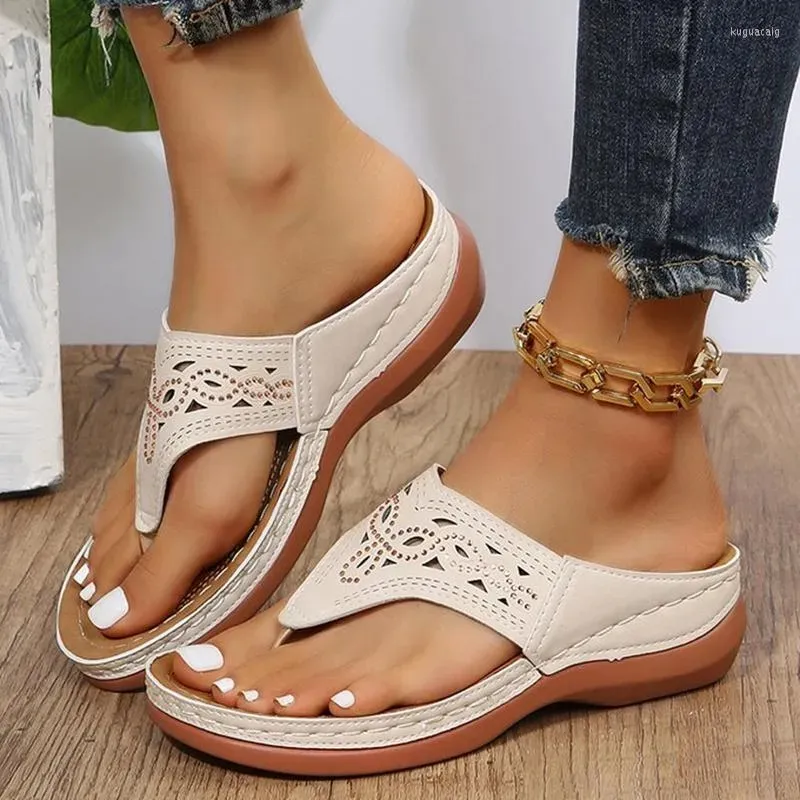 Sandals Clip Toe Wedge Women Summer Thick Platform Beach Woman Plus Size 44 Low Heels Gladiator Sandalias De Mujer