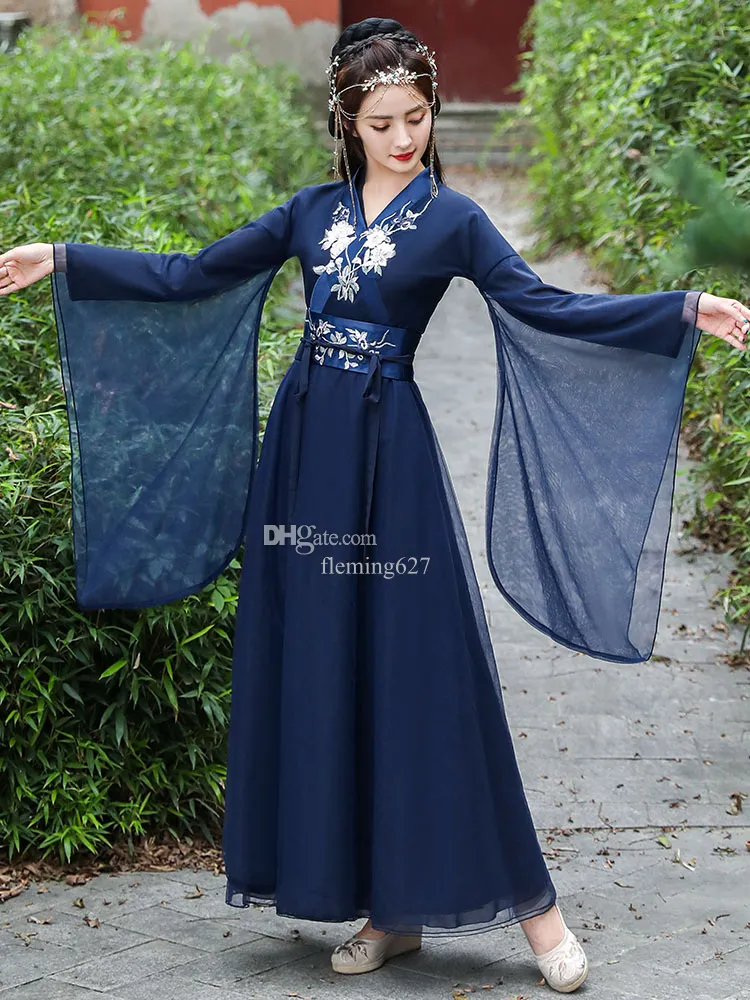 Vestiti tradizionali cinesi linocut Hanfu Dress