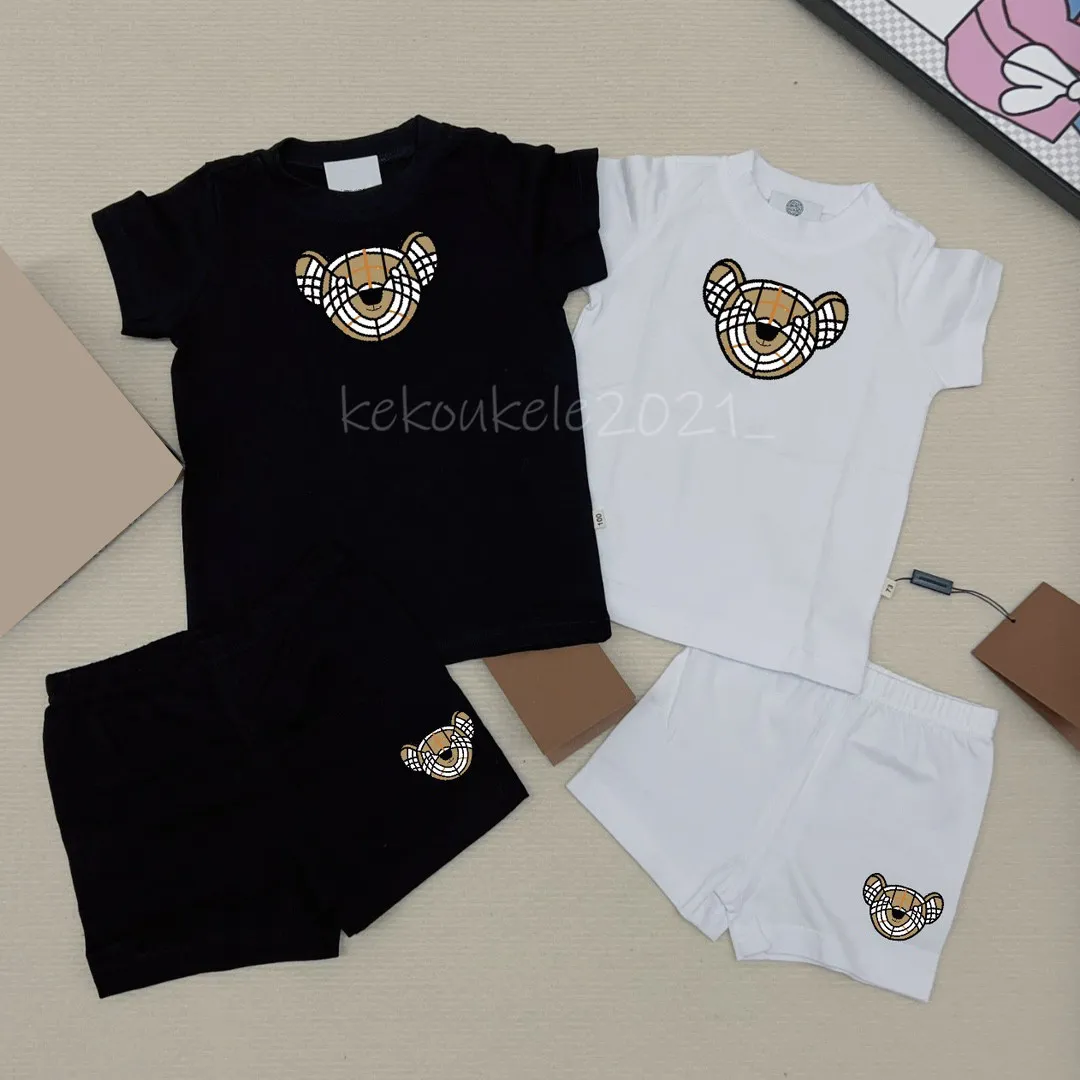 Baby Clothing Sets Summer Luxury Print Tracksuit 100% Cotton Kids Boys Girls Short Sleeve T-shirts with Shorts 2pcs Sets Infant Children Clothes