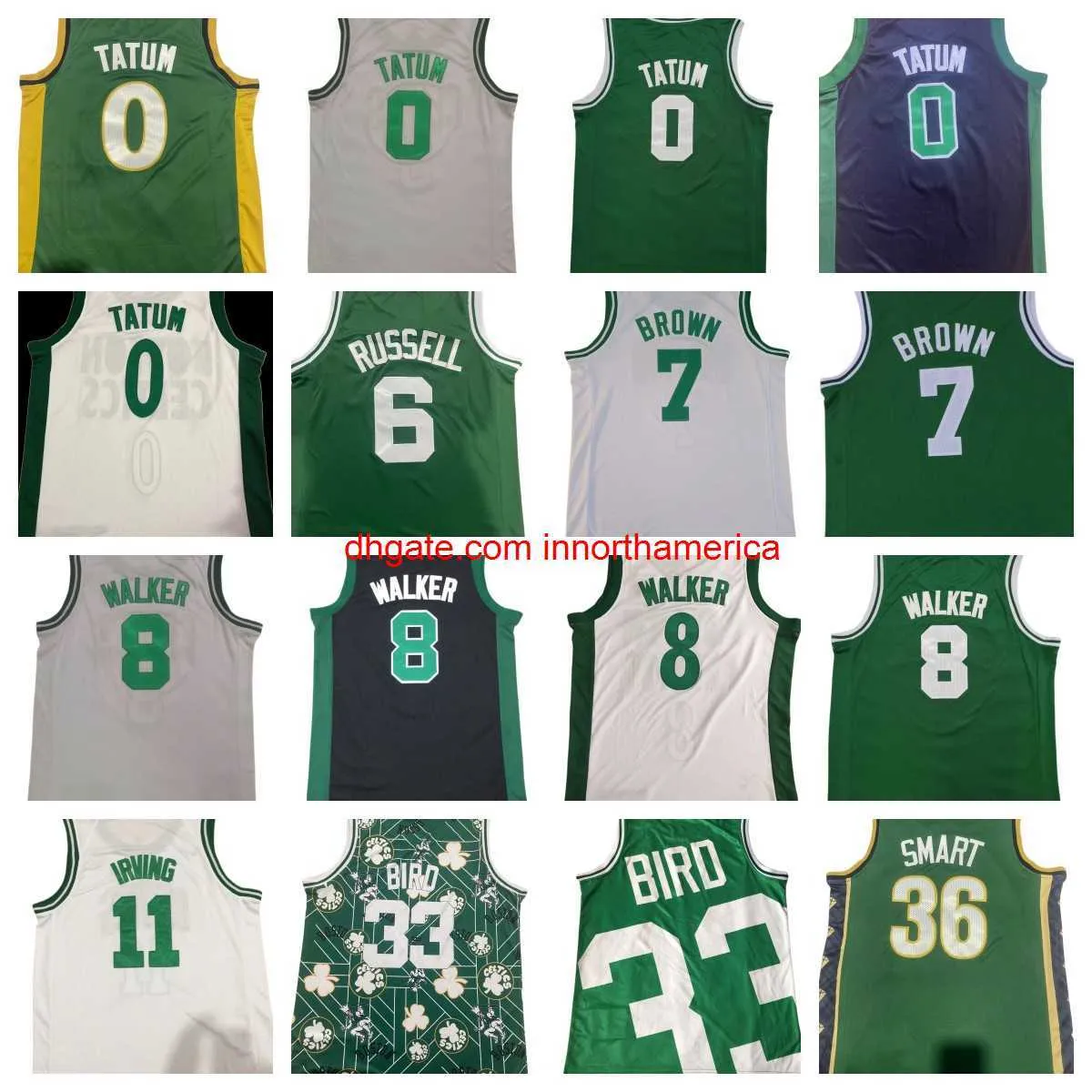 Basketball Jerseys Jayson 0 Tatum Jaylen 7 Brown Marcus Smart 5 Kevin Garnett 34 Paul Pierce Ray Allen White 2022 2023 City Shirt Green Edition Jersey