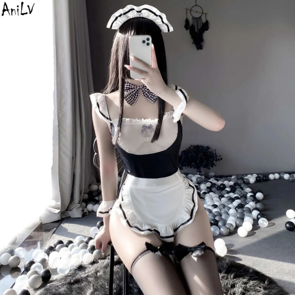 Ani Rollenspiel Französischer Diener Body Schürze Kostüme Cosplay Anime Student Lolita Mädchen Dienstmädchen Erotische Dessous Outfit Set