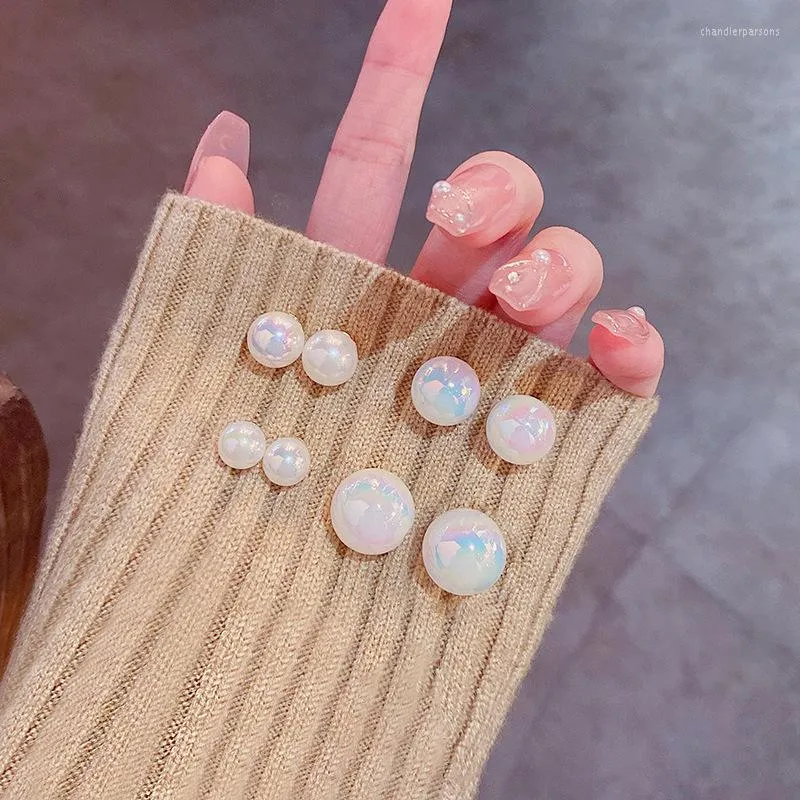 Ohrstecker Klassische Damen Farbige Perlen Schlichtes Design Ohrring Verhindert Allergien Modeschmuck Größe 8 10 12 14