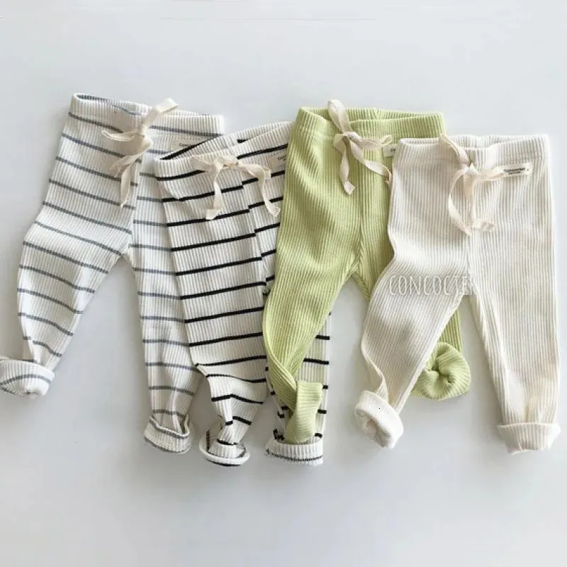Trousers Baby Boy Cotton Leggings Candy Colors Pants For Girls Pp Pants Kids Casual Pants Infant Striped Leggings Trousers 231031