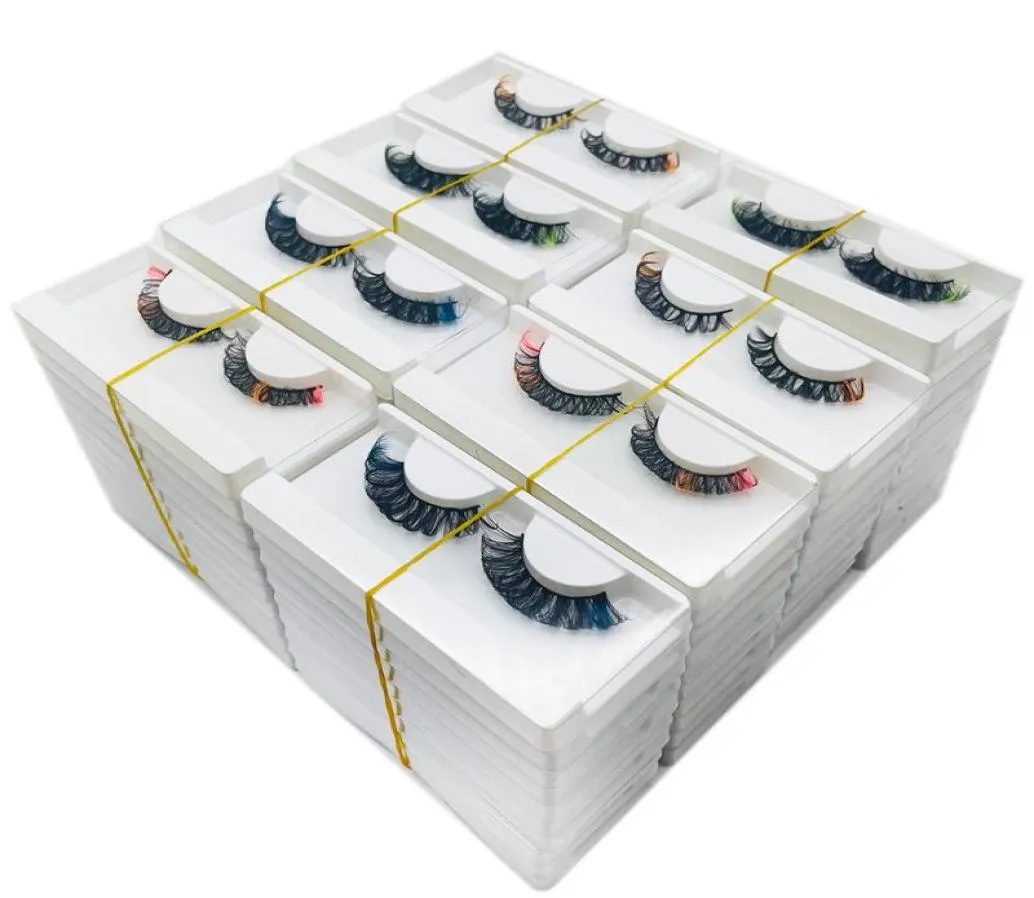 False Eyelashes Natural Colored Lashes In Bulk Whole Color DD Curly Faux Mink Full Russian Strip Lash Vendor Pink Green MixFal8916923