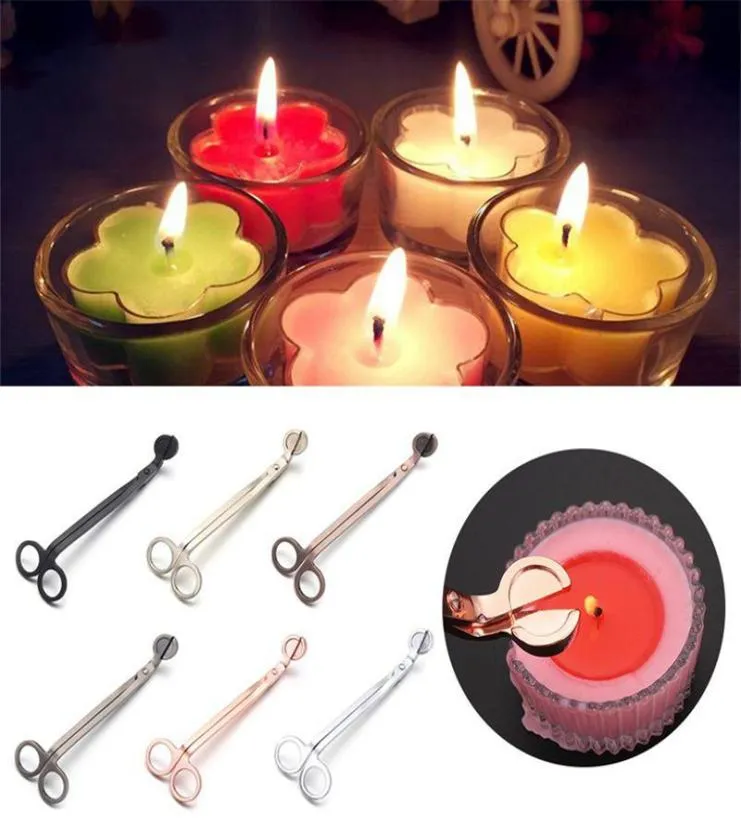 Apagapelos de acero inoxidable Recortador de mechas para velas Tijeras para velas de oro rosa Cortador de mechas para velas Recortador de lámpara de aceite Cortador de tijera T9I1477393