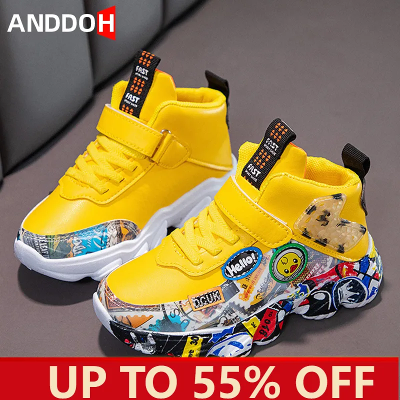 Sneakers maat 26-36 kinderen sport sneakers voor meisjes kind cartoon graffiti patroon casual schoenen jongens basketbalschoen chaussures de sport 230331