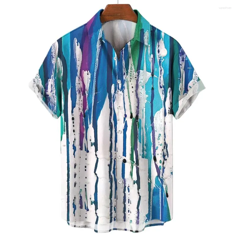 Camisas casuales para hombres Camisa de vestir de manga corta hawaiana Verano de gran tamaño Social coreano para ropa de patrón de rayas original transpirable