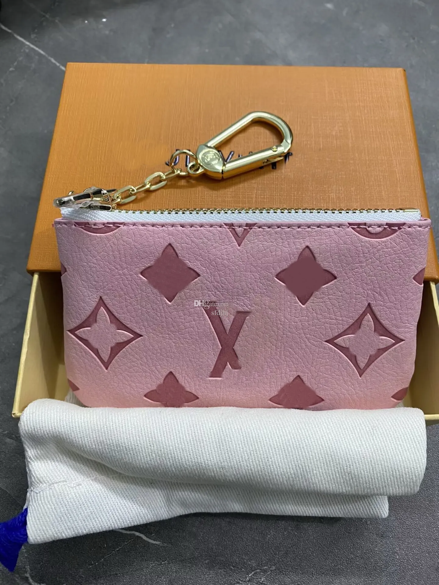 Keychain Coin Pouch Louis Vuitton Key Pouch Wallet: Elegant Pink - Main Image