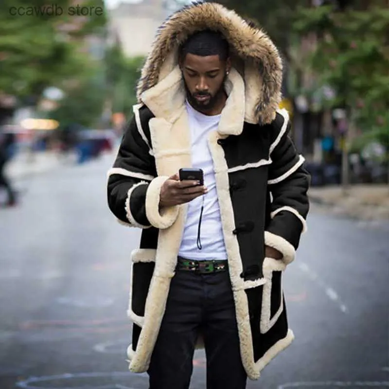 DHgate Men s Fur Faux Fur Men s Fur Faux 2022 New Winter Thick Coat Men Suede Cotton Lamb Hooded Jacket s Punk Warm Leather with Plush Inside Parkas T221102 T231101 Apparel