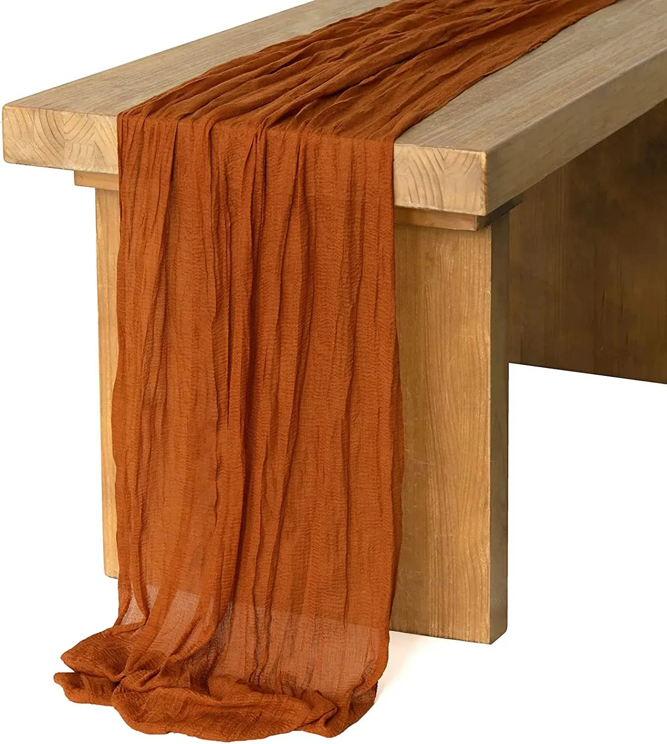 Kaasdoek Tafelloper, 300 x 90 CM Boho Gaas Tafelloper voor Bruiloften, Verjaardagen, Babyshowers, Kerstmis en Oud & Nieuw Tafeldecoratie (Grijsroze