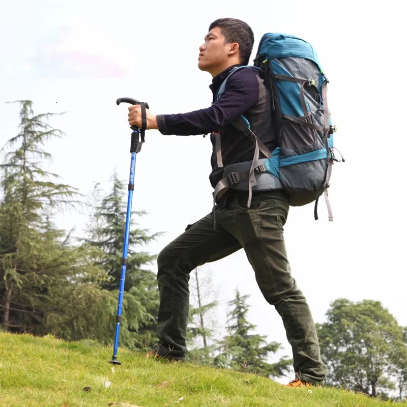 Bastoncini da sci Gita in lega di alluminio Manico a T Bastoncino da trekking Camping Manico curvo Stampelle Bastoncino da sci all'aperto Hicking Accessori Attrezzatura 231101