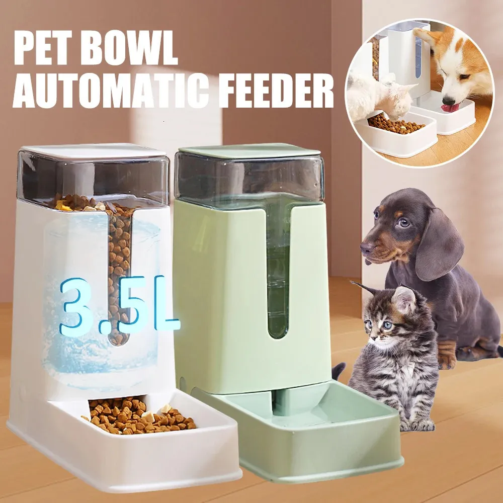 Dog Bowls matare Pet Bowl Cat Food Automatisk matare Vatten Matning Drick Hundar Valpförsörjning Dispenserar Container Katter Tillbehör 231031